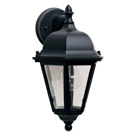 Maxim One Light Black Clear Glass Wall Lantern 1000BK